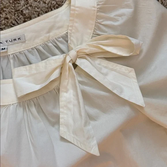 Trina Turk white Tie-Neck Puff Sleeve Blouse - Picture 3 of 4